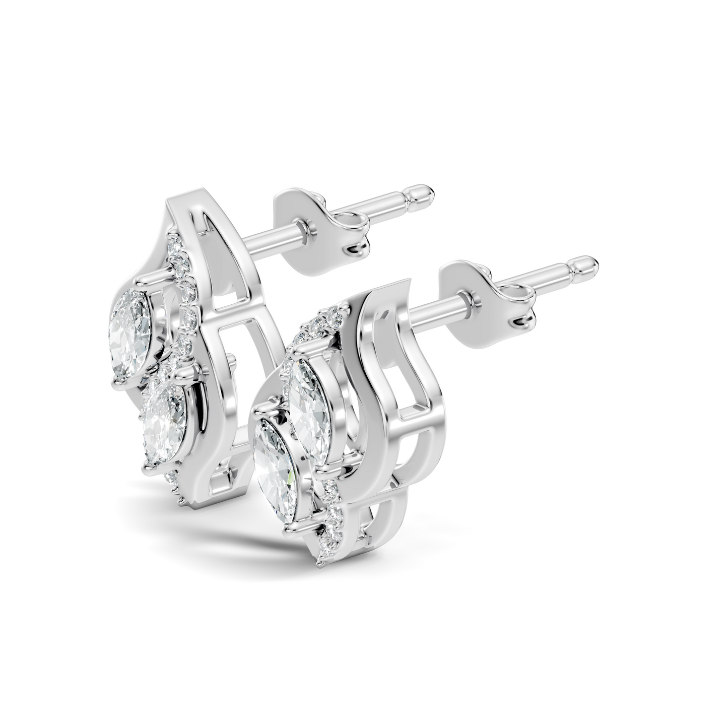 Marquise And Round Cut Lab Grown Diamond Earring Antique Delicate Daily wear Stud Earring For Women's
