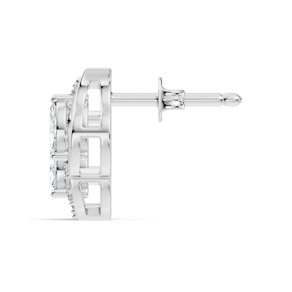 Marquise And Round Cut Lab Grown Diamond Earring Antique Delicate Daily wear Stud Earring For Women's