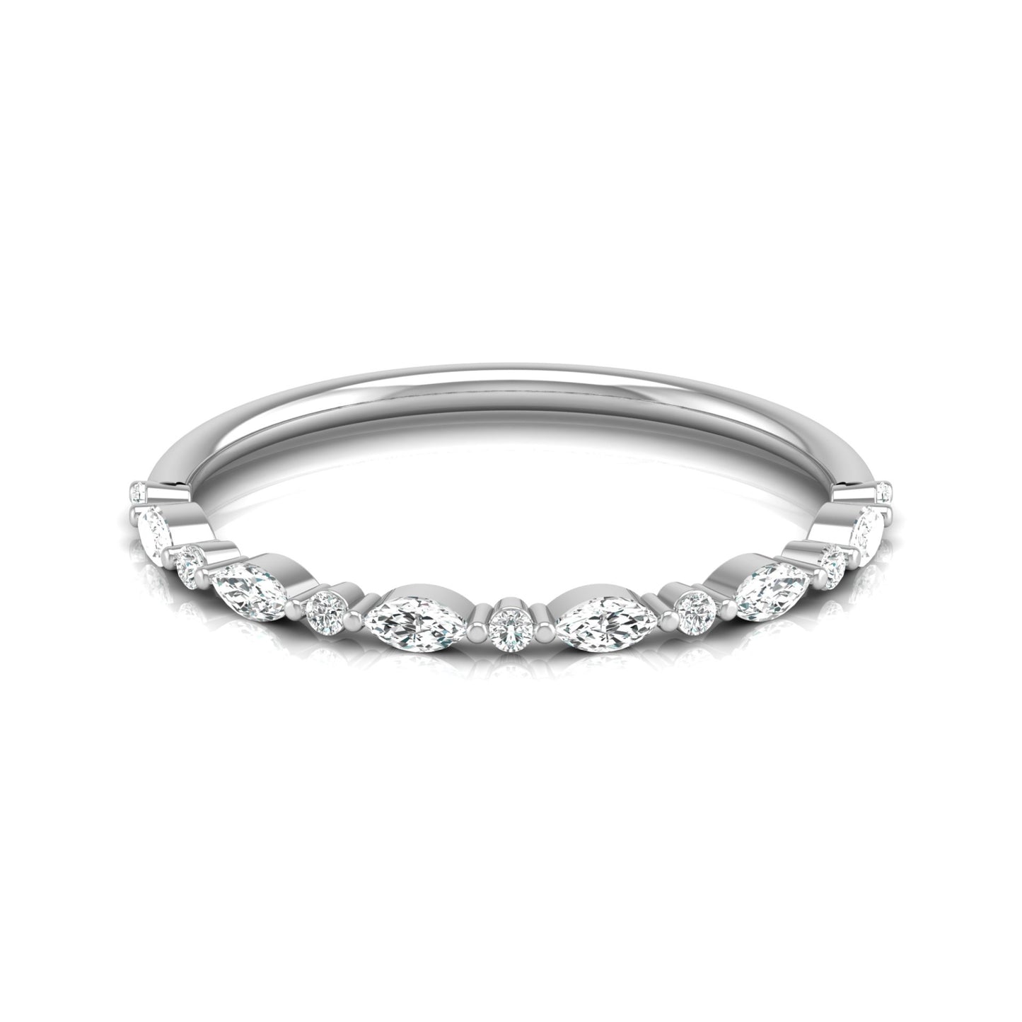 Marquise And Round Cut Lab Or Natural Diamond Ring For Anniversary Gift In 14 KT Solid Gold - HIGHCARAT DIAMONDS
