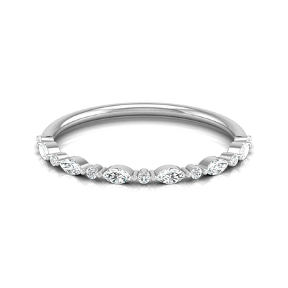Marquise And Round Cut Lab Or Natural Diamond Ring For Anniversary Gift In 14 KT Solid Gold - HIGHCARAT DIAMONDS