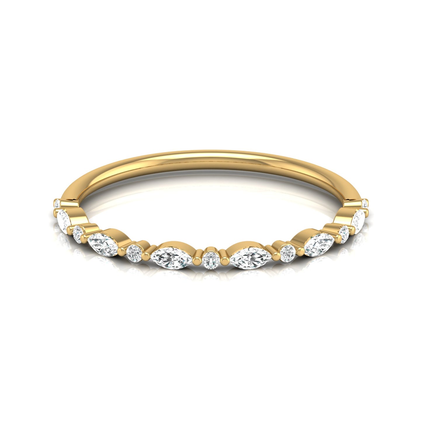 Marquise And Round Cut Lab Or Natural Diamond Ring For Anniversary Gift In 14 KT Solid Gold - HIGHCARAT DIAMONDS