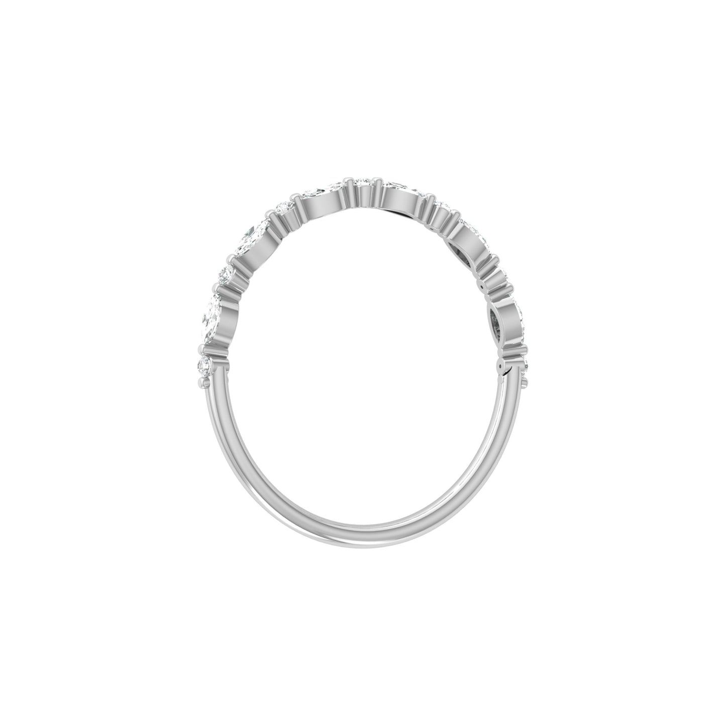 Marquise And Round Cut Lab Or Natural Diamond Ring For Anniversary Gift In 14 KT Solid Gold - HIGHCARAT DIAMONDS