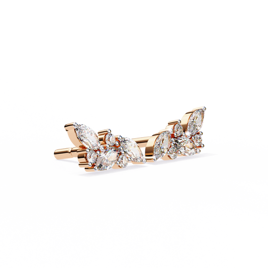 Marquise And Round Cut Top Grade Diamond Unique Prong Set Art Deco Antique Engagement Stud Earring For Her - HIGHCARAT DIAMONDS