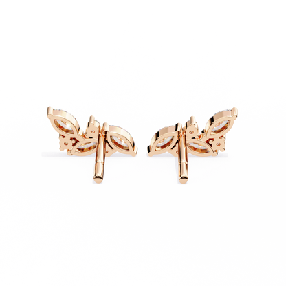 Marquise And Round Cut Top Grade Diamond Unique Prong Set Art Deco Antique Engagement Stud Earring For Her - HIGHCARAT DIAMONDS