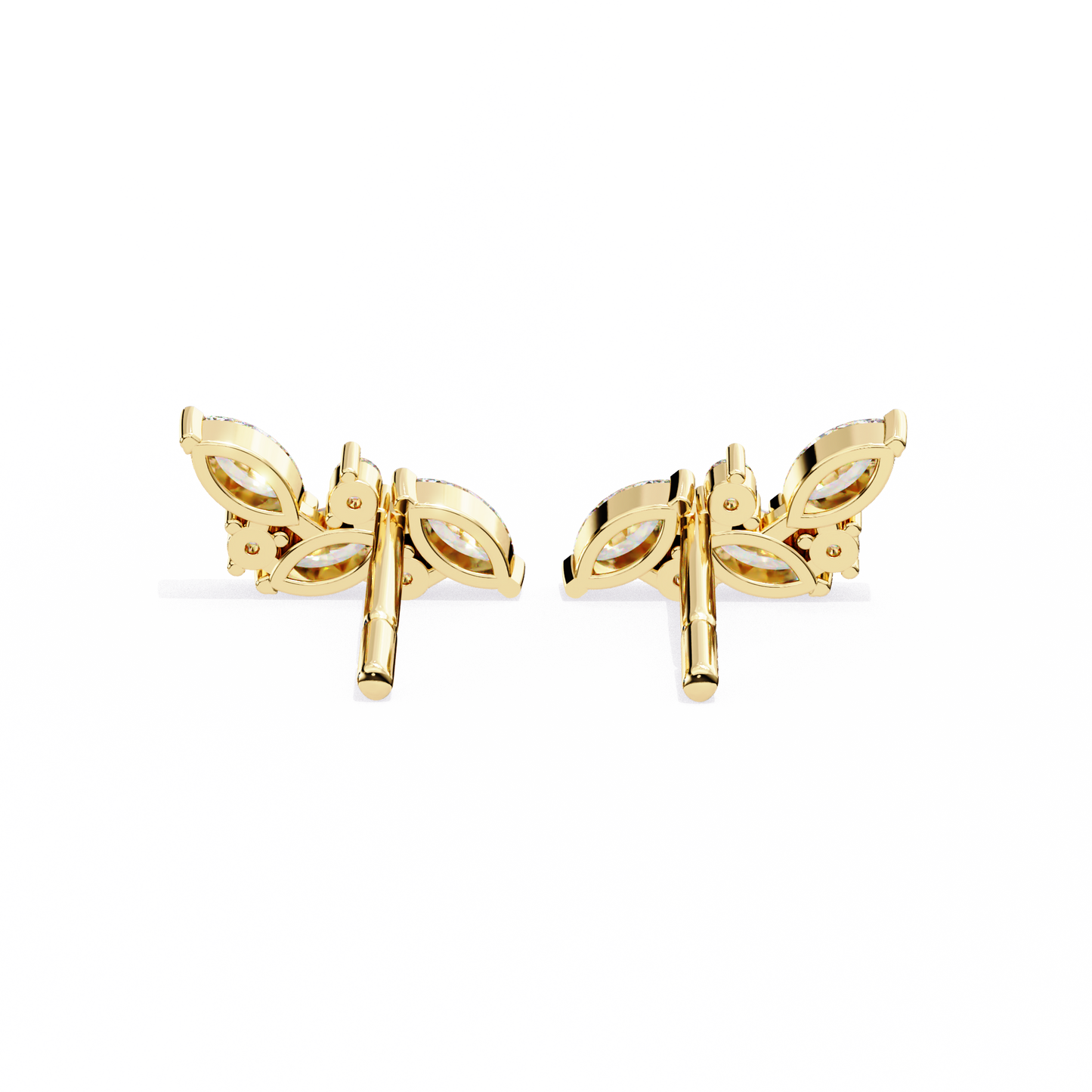 Marquise And Round Cut Top Grade Diamond Unique Prong Set Art Deco Antique Engagement Stud Earring For Her - HIGHCARAT DIAMONDS