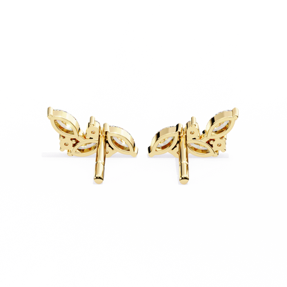 Marquise And Round Cut Top Grade Diamond Unique Prong Set Art Deco Antique Engagement Stud Earring For Her - HIGHCARAT DIAMONDS