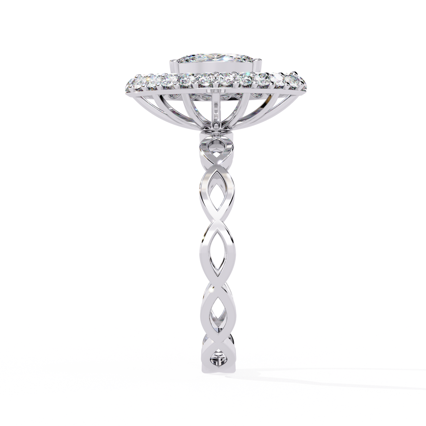 Marquise And Round Cut Top Grade Lab Grown Diamond Hidden Halo Delicate Annivrasry Ring Gift For Her