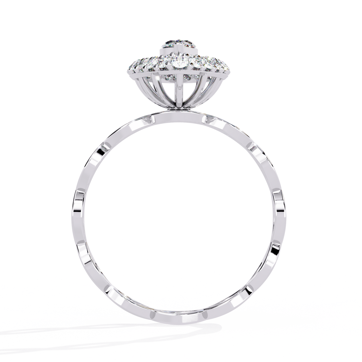 Marquise And Round Cut Top Grade Lab Grown Diamond Hidden Halo Delicate Annivrasry Ring Gift For Her - HIGHCARAT DIAMONDS