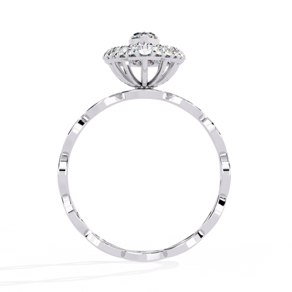 Marquise And Round Cut Top Grade Lab Grown Diamond Hidden Halo Delicate Annivrasry Ring Gift For Her - HIGHCARAT DIAMONDS