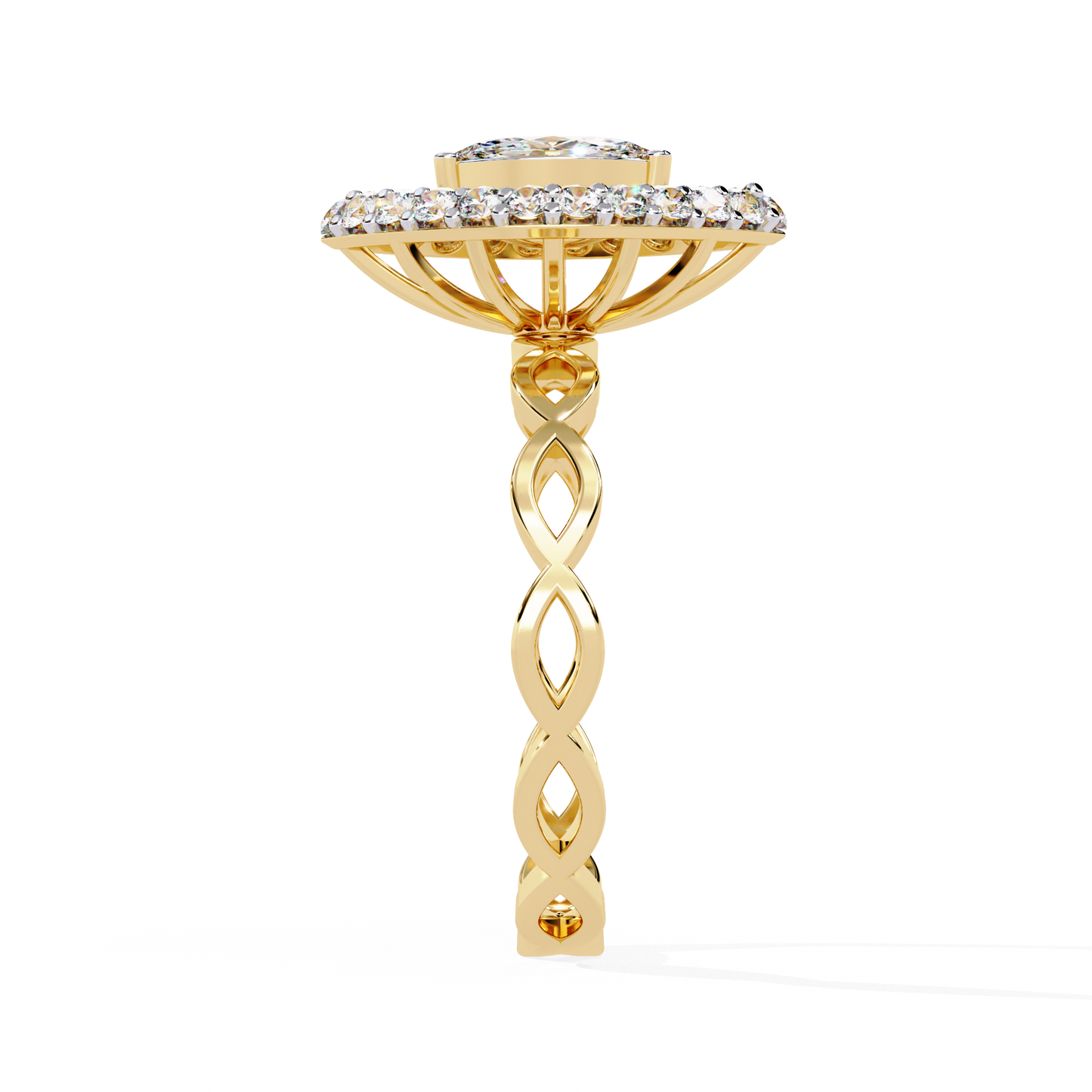 Marquise And Round Cut Top Grade Lab Grown Diamond Hidden Halo Delicate Annivrasry Ring Gift For Her