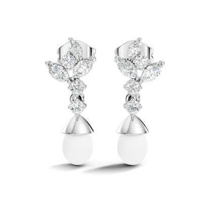 Marquise And Round Shape Natural & Lab grown Diamond dazzling Shinny Diamond Earrings For New Party Wear Look