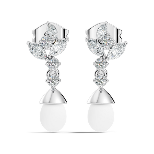 Marquise And Round Shape Natural & Lab grown Diamond dazzling Shinny Diamond Earrings For New Party Wear Look