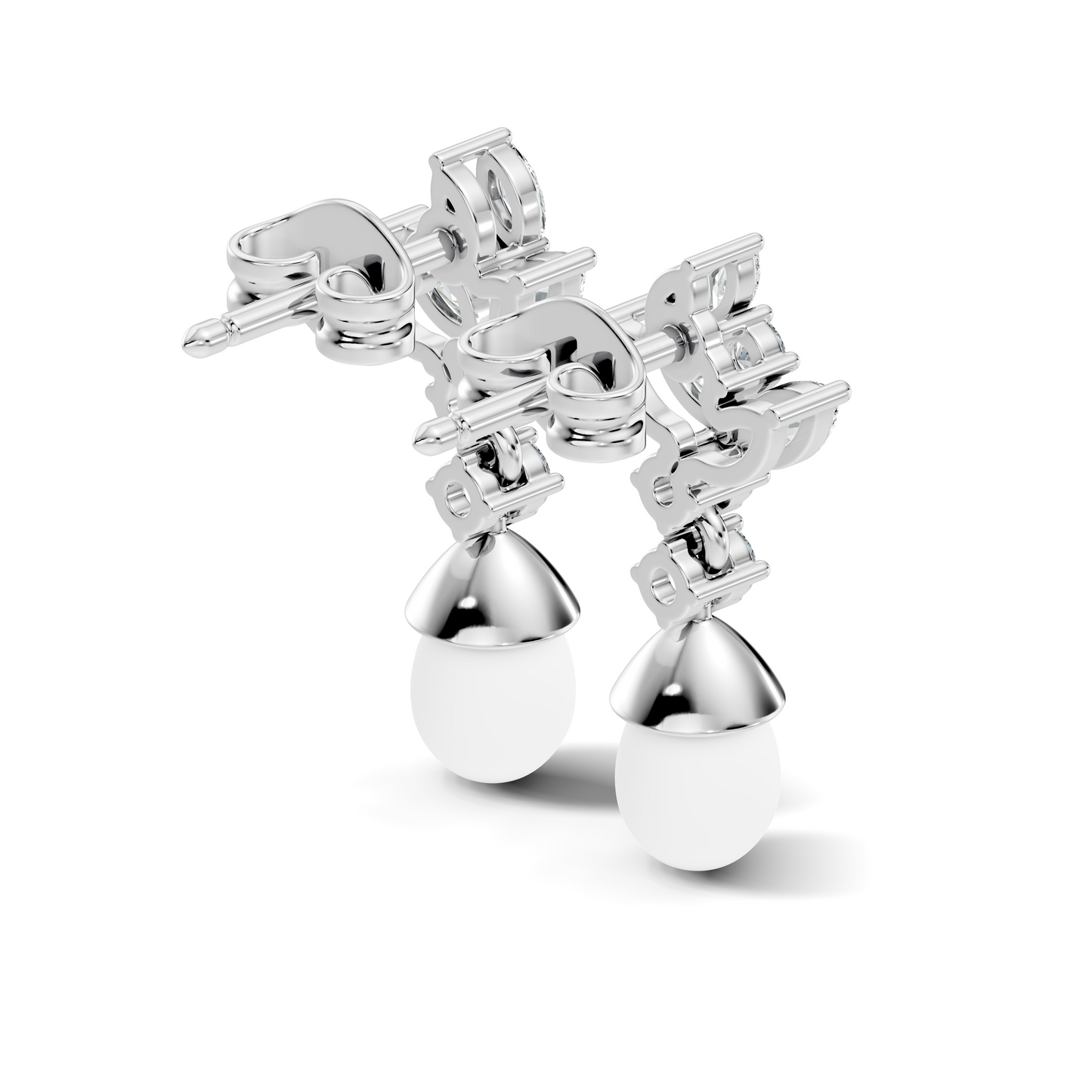 Marquise And Round Shape Natural & Lab grown Diamond dazzling Shinny Diamond Earrings For New Party Wear Look