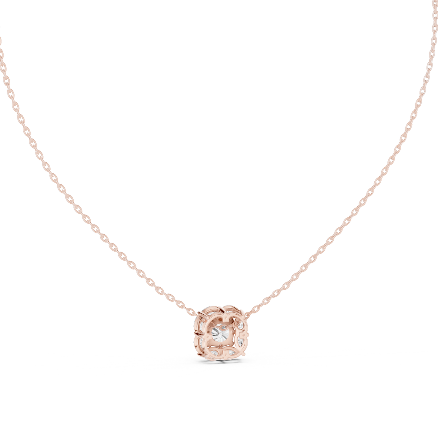 Cushion Square & Marquise Shape 9 Stone Lab Grown 18k Gold Dazzling Pendant For Her - HIGHCARAT DIAMONDS