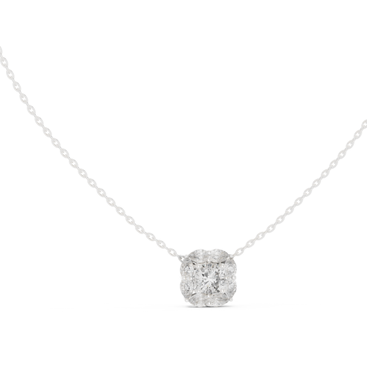 Cushion Square & Marquise Shape 9 Stone Lab Grown 18k Gold Dazzling Pendant For Her - HIGHCARAT DIAMONDS