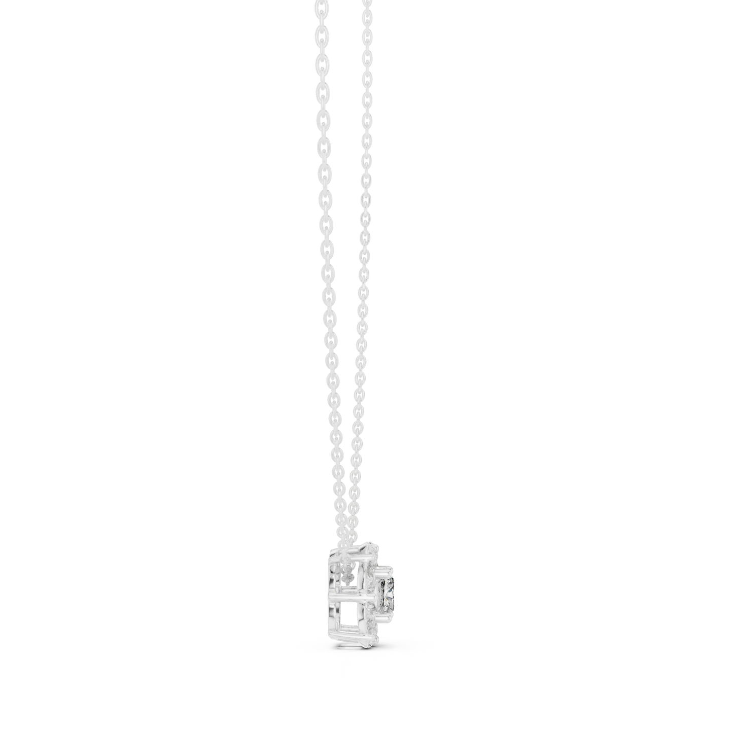 Cushion Square & Marquise Shape 9 Stone Lab Grown 18k Gold Dazzling Pendant For Her - HIGHCARAT DIAMONDS
