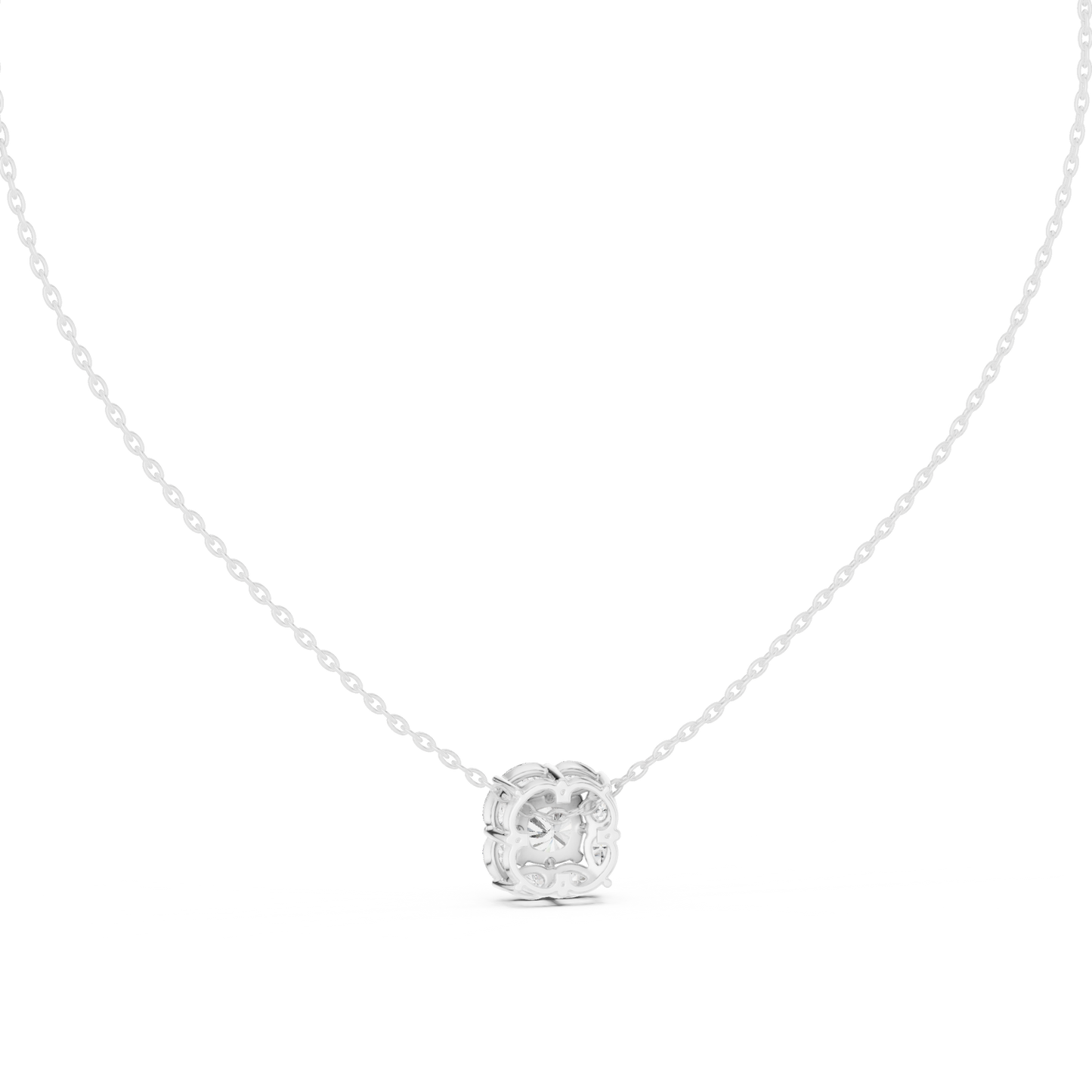 Cushion Square & Marquise Shape 9 Stone Lab Grown 18k Gold Dazzling Pendant For Her - HIGHCARAT DIAMONDS