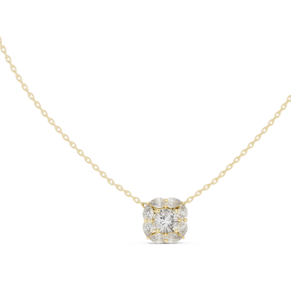 Cushion Square & Marquise Shape 9 Stone Lab Grown 18k Gold Dazzling Pendant For Her - HIGHCARAT DIAMONDS