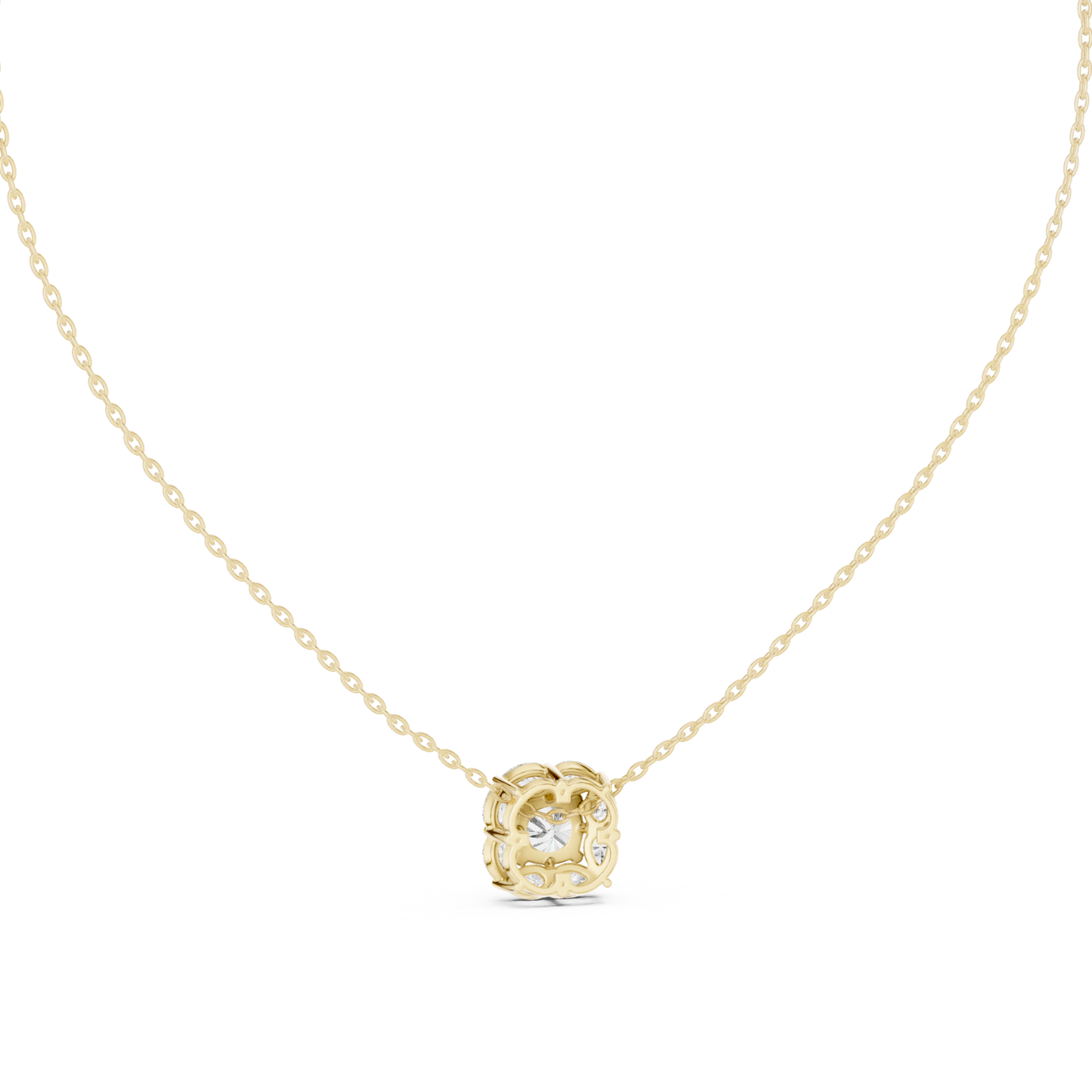 Cushion Square & Marquise Shape 9 Stone Lab Grown 18k Gold Dazzling Pendant For Her - HIGHCARAT DIAMONDS