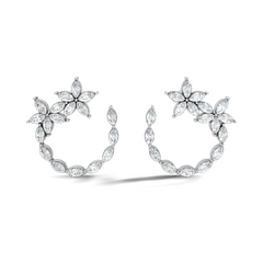 Marquise Cut 0.84 Ct Lab Grown Diamond Circular Hoop Earring with polished finish