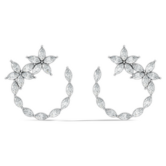 Elegant Marquise Shaped Diamond  Earring Vintage Floral Stud Perfect Gift For Womens - HIGHCARAT DIAMONDS