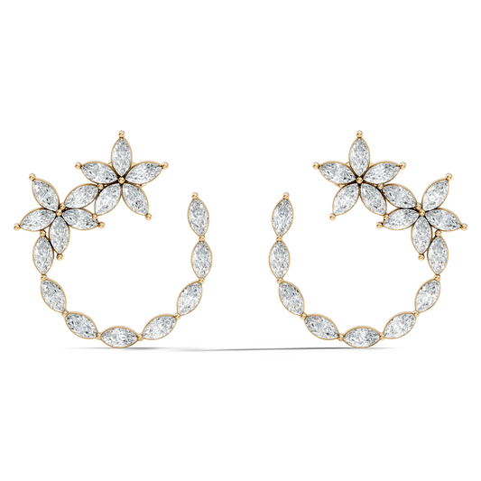 Elegant Marquise Shaped Diamond  Earring Vintage Floral Stud Perfect Gift For Womens - HIGHCARAT DIAMONDS
