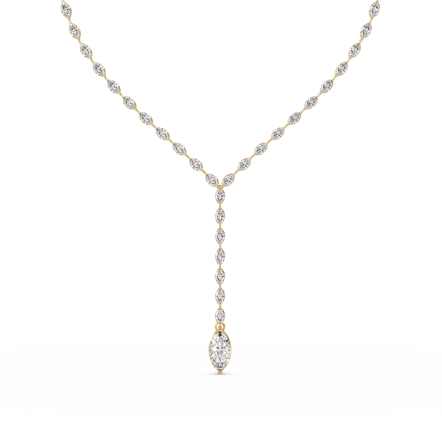 Marquise Cut Bezel Set Lab Grown Diamond Tennis Necklace - HIGHCARAT DIAMONDS