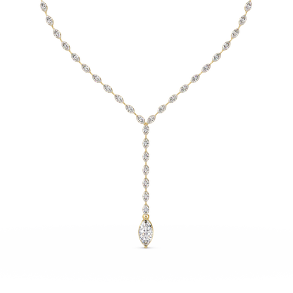 Marquise Cut Bezel Set Lab Grown Diamond Tennis Necklace - HIGHCARAT DIAMONDS