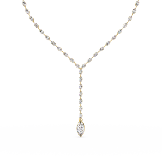 Marquise Cut Bezel Set Lab Grown Diamond Tennis Necklace - HIGHCARAT DIAMONDS