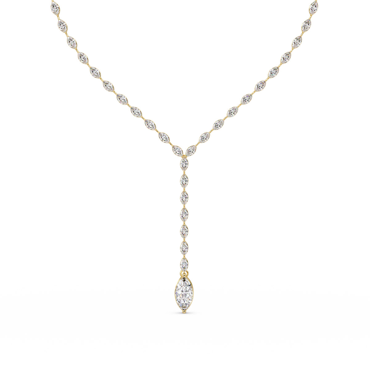 Marquise Cut Bezel Set Lab Grown Diamond Tennis Necklace - HIGHCARAT DIAMONDS