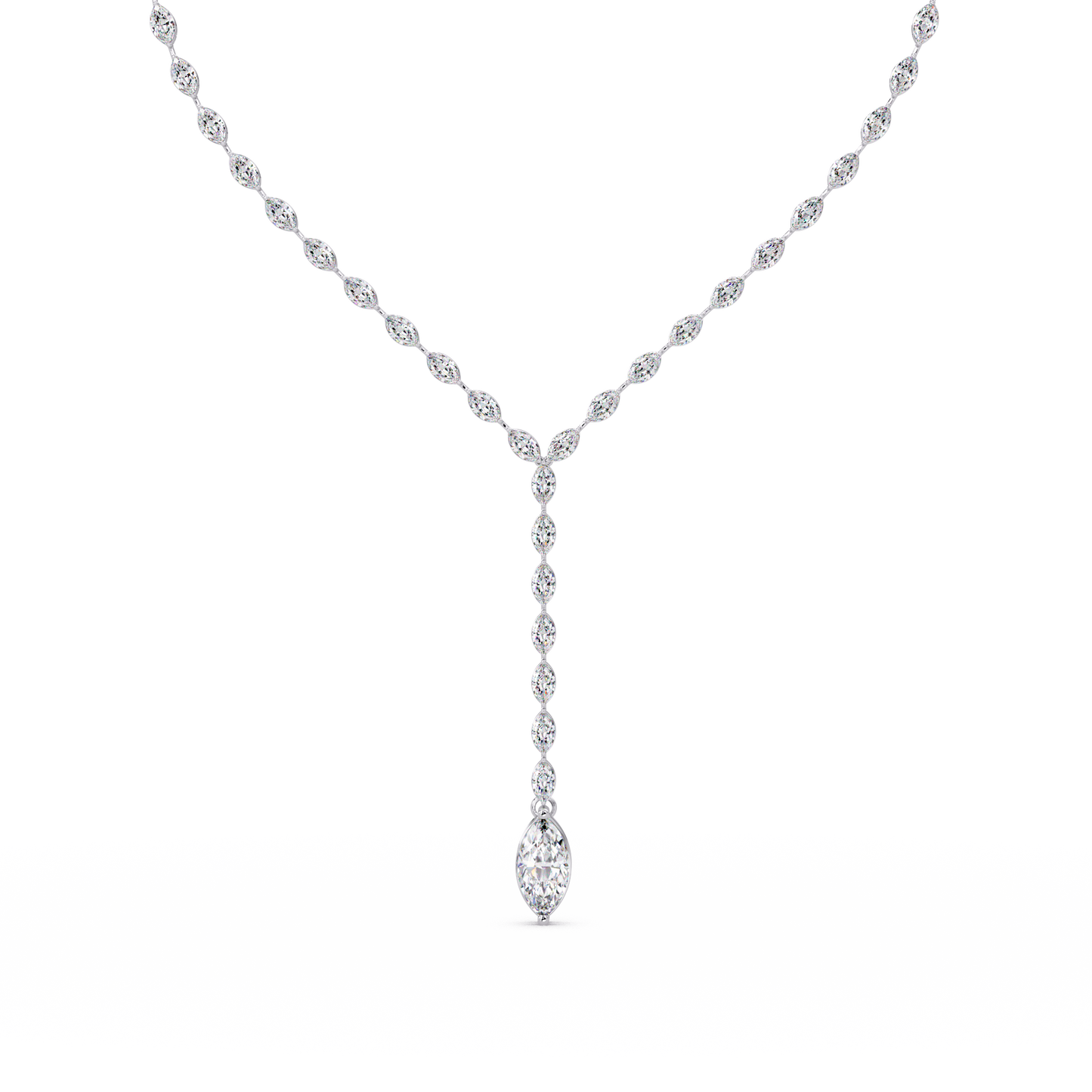 Marquise Cut Bezel Set Lab Grown Diamond Tennis Necklace - HIGHCARAT DIAMONDS