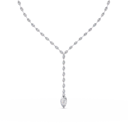 Marquise Cut Bezel Set Lab Grown Diamond Tennis Necklace - HIGHCARAT DIAMONDS