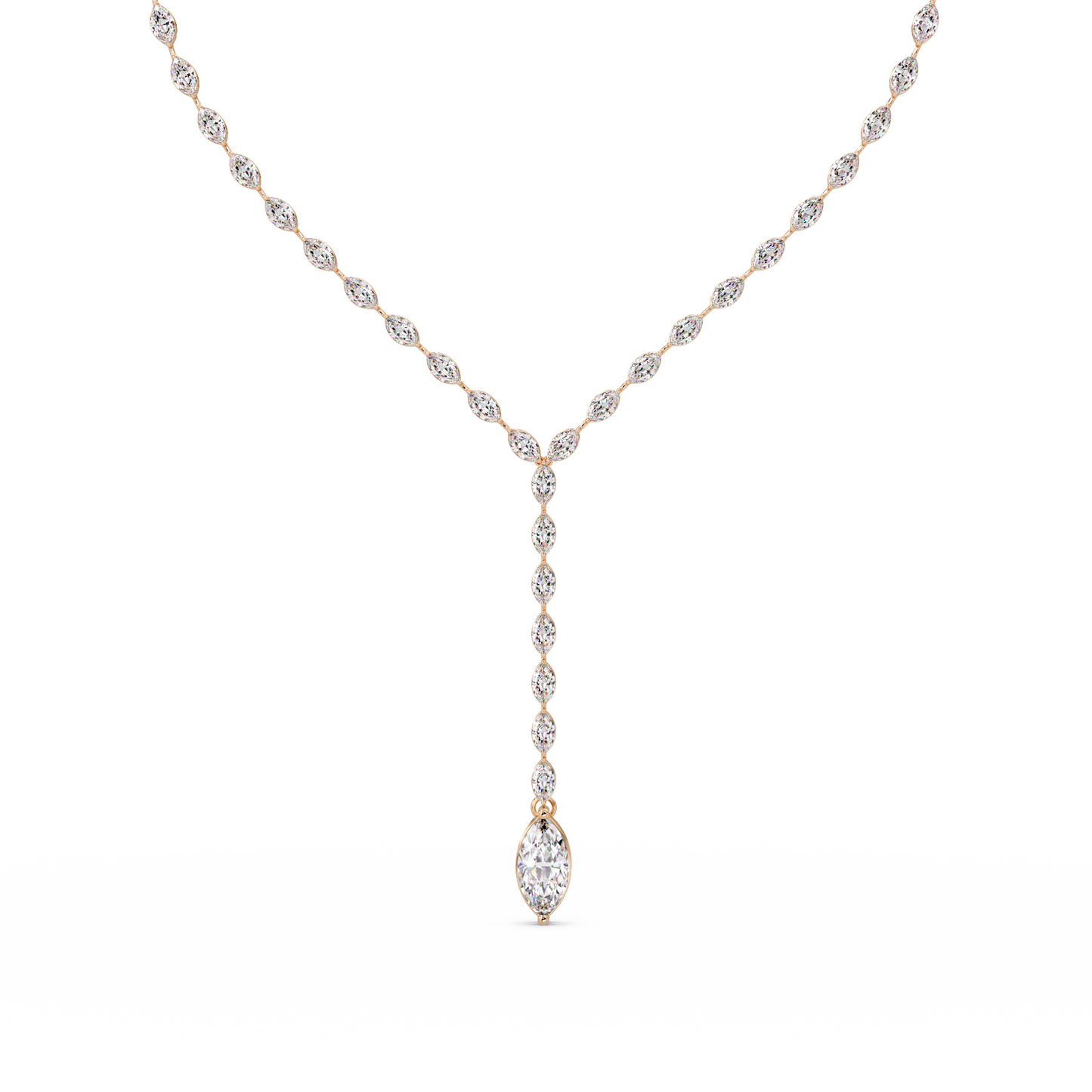 Marquise Cut Bezel Set Lab Grown Diamond Tennis Necklace - HIGHCARAT DIAMONDS