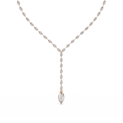 Marquise Cut Bezel Set Lab Grown Diamond Tennis Necklace - HIGHCARAT DIAMONDS