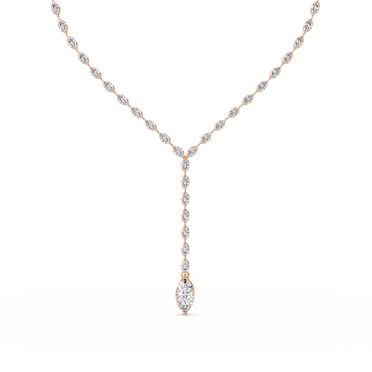 Marquise Cut Bezel Set Lab Grown Diamond Tennis Necklace - HIGHCARAT DIAMONDS