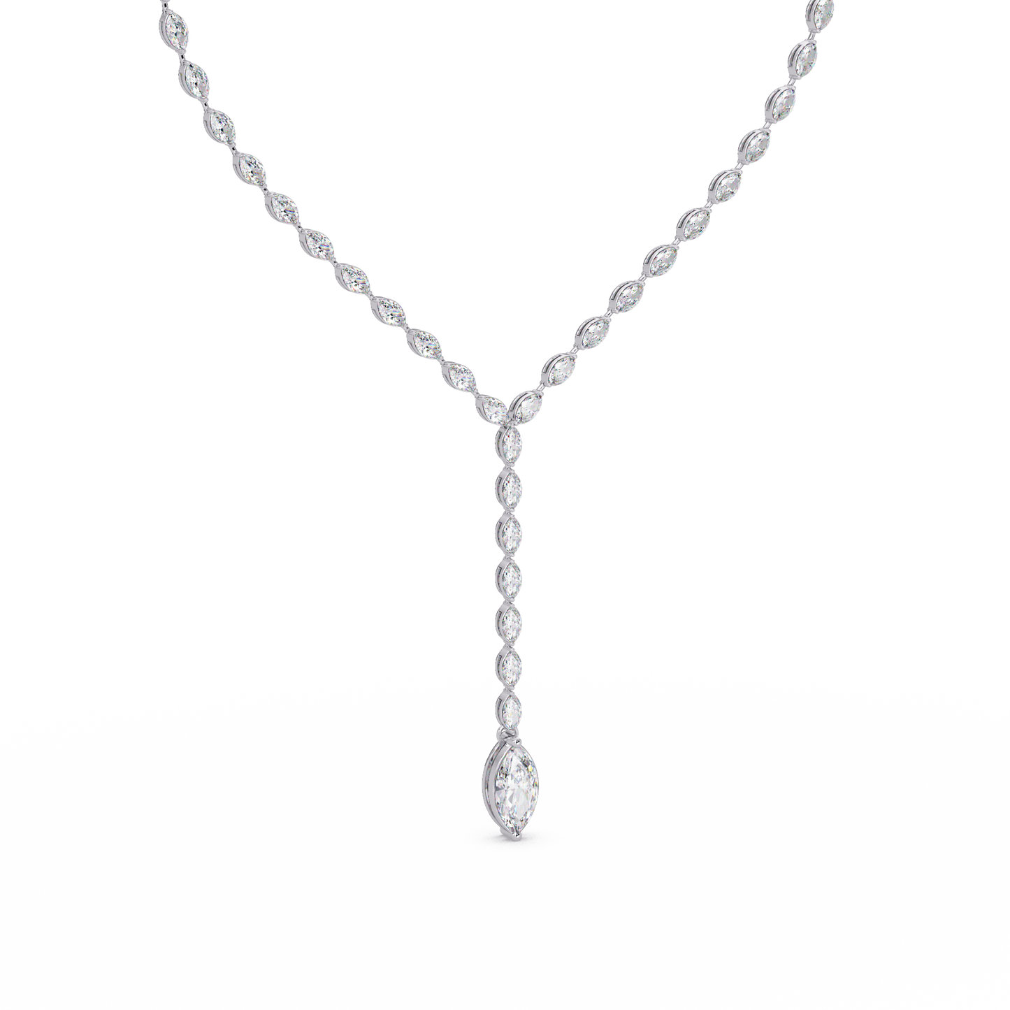 Marquise Cut Bezel Set Lab Grown Diamond Tennis Necklace - HIGHCARAT DIAMONDS