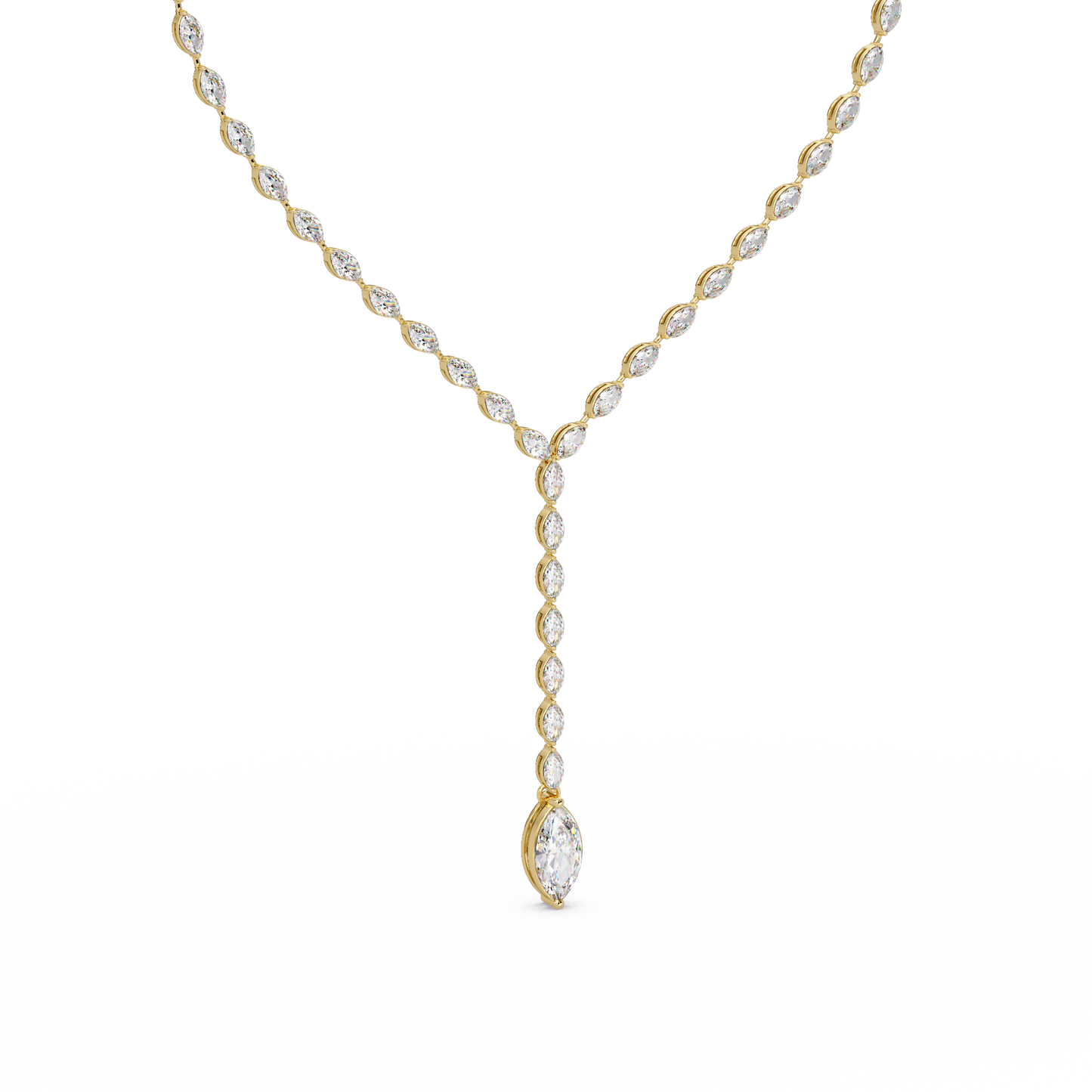 Marquise Cut Bezel Set Lab Grown Diamond Tennis Necklace - HIGHCARAT DIAMONDS