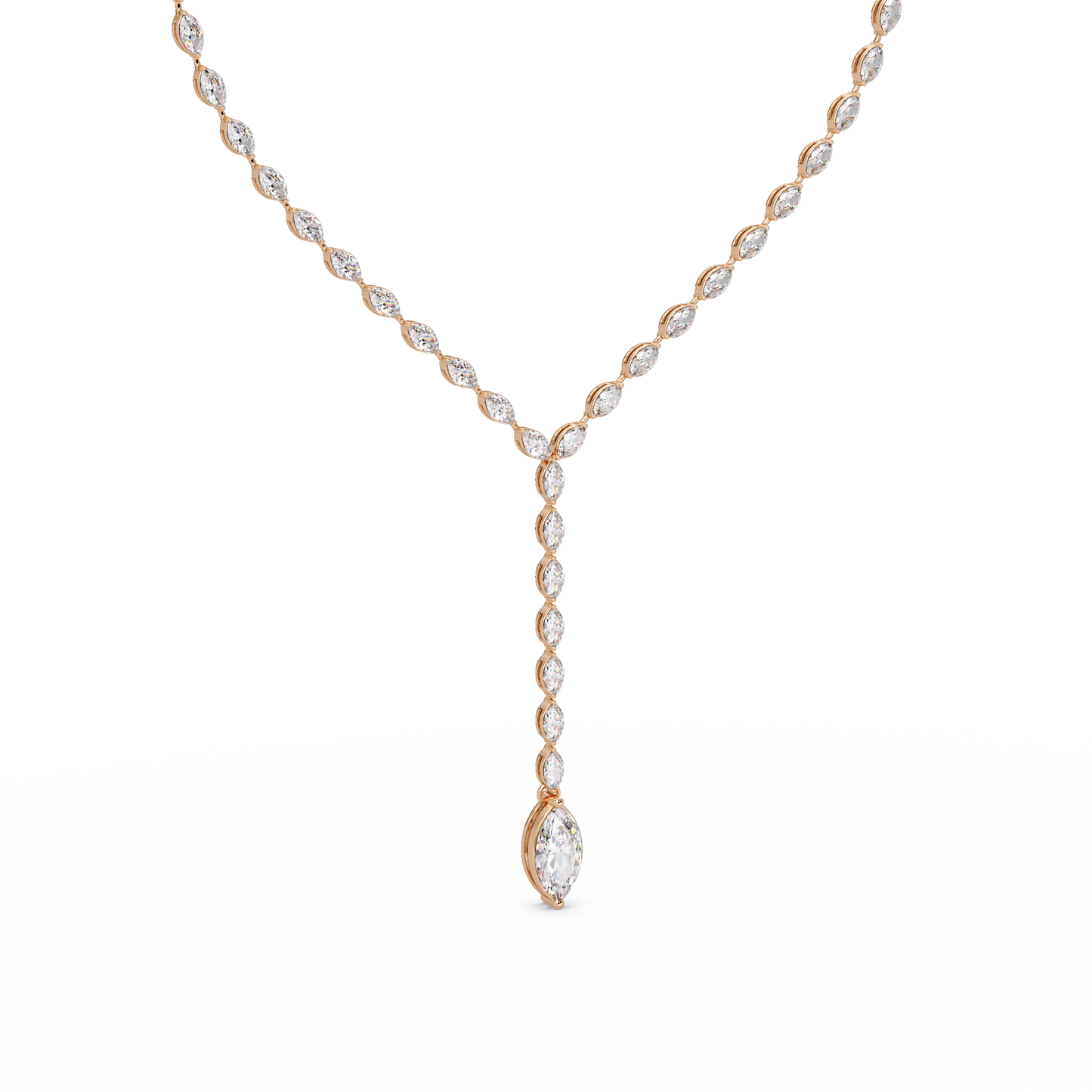 Marquise Cut Bezel Set Lab Grown Diamond Tennis Necklace - HIGHCARAT DIAMONDS