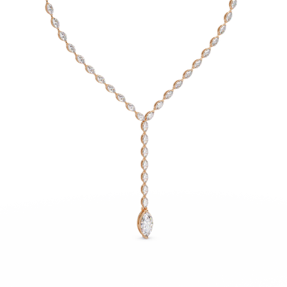 Marquise Cut Bezel Set Lab Grown Diamond Tennis Necklace - HIGHCARAT DIAMONDS