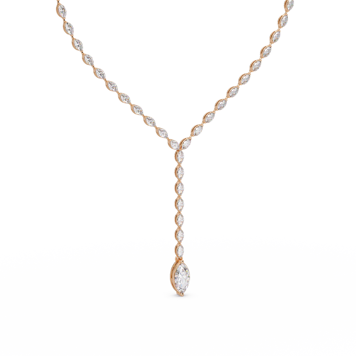 Marquise Cut Bezel Set Lab Grown Diamond Tennis Necklace - HIGHCARAT DIAMONDS
