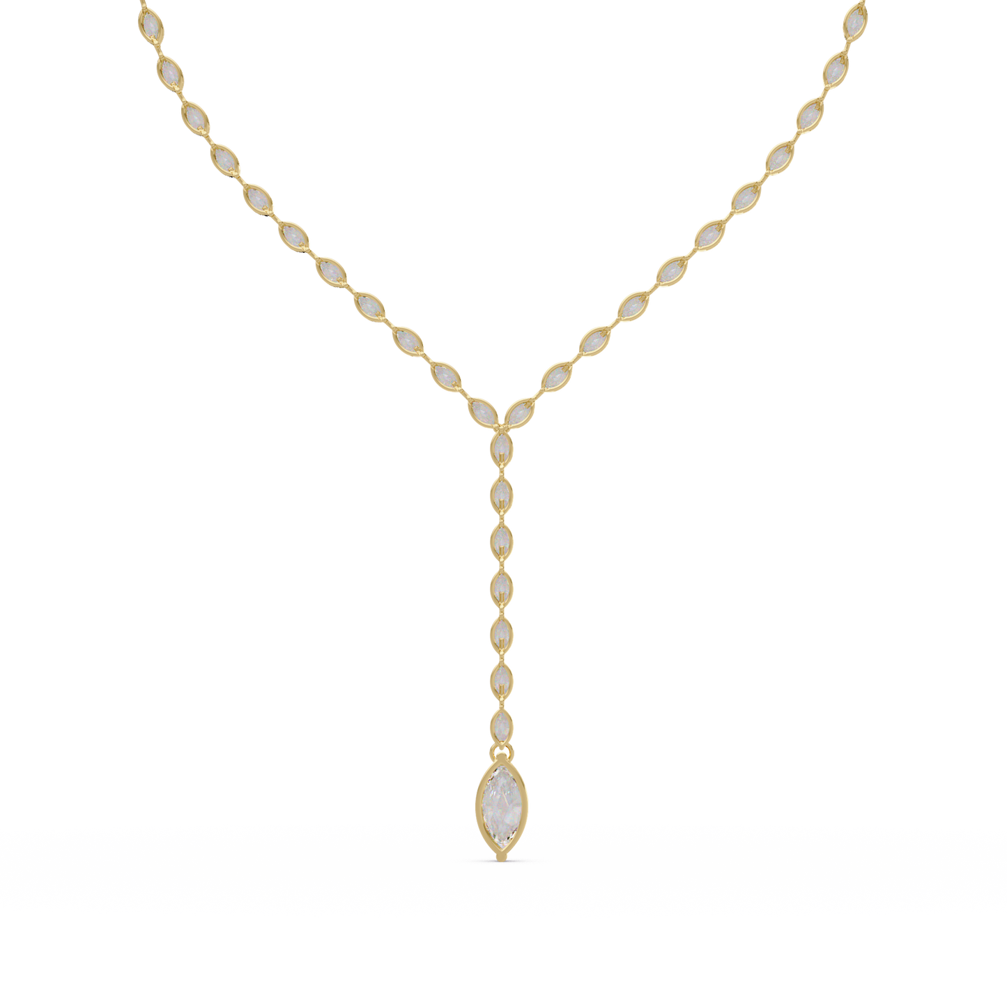 Marquise Cut Bezel Set Lab Grown Diamond Tennis Necklace - HIGHCARAT DIAMONDS