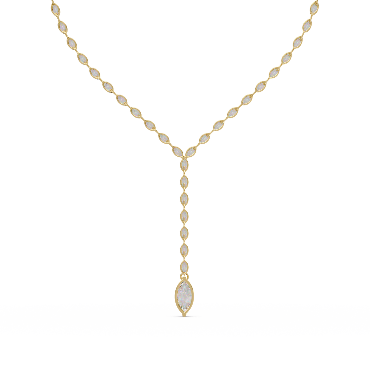 Marquise Cut Bezel Set Lab Grown Diamond Tennis Necklace - HIGHCARAT DIAMONDS