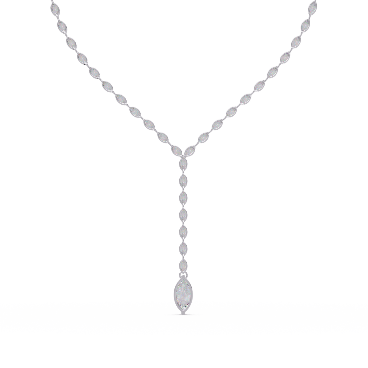 Marquise Cut Bezel Set Lab Grown Diamond Tennis Necklace - HIGHCARAT DIAMONDS