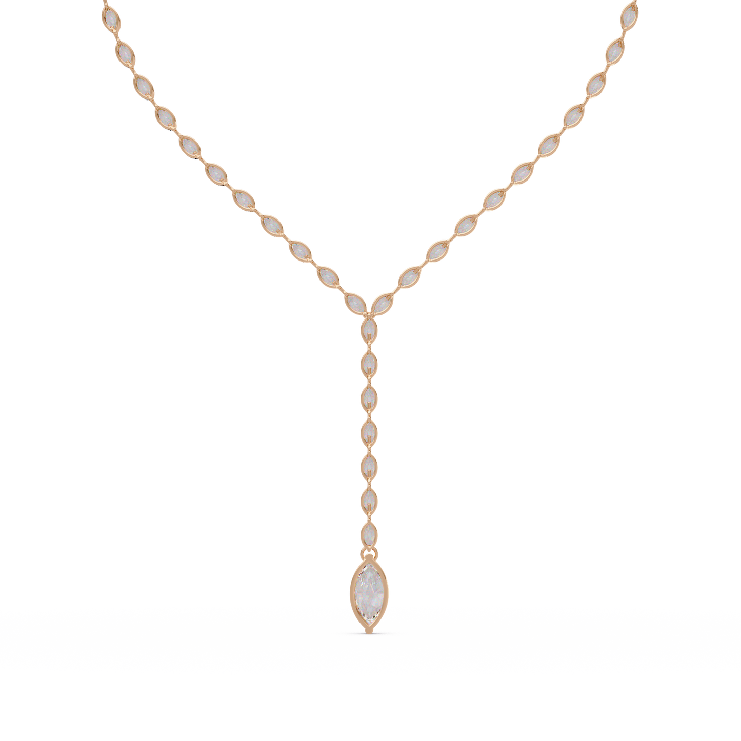 Marquise Cut Bezel Set Lab Grown Diamond Tennis Necklace - HIGHCARAT DIAMONDS