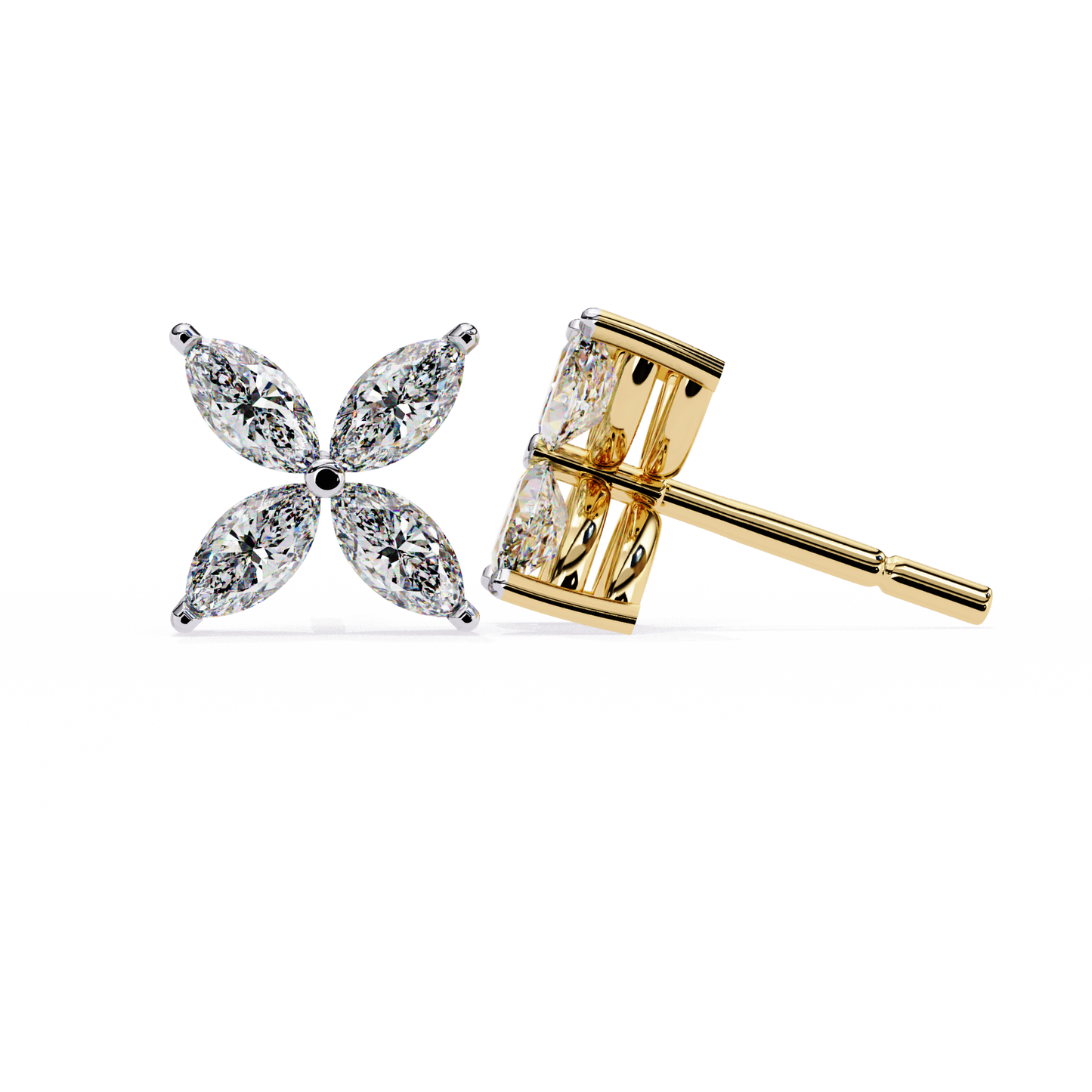 Marquise Cut White Colorless Diamond Antique Minimalist Classic Elegant Prong Set Dainty Stud Earring For Her - HIGHCARAT DIAMONDS