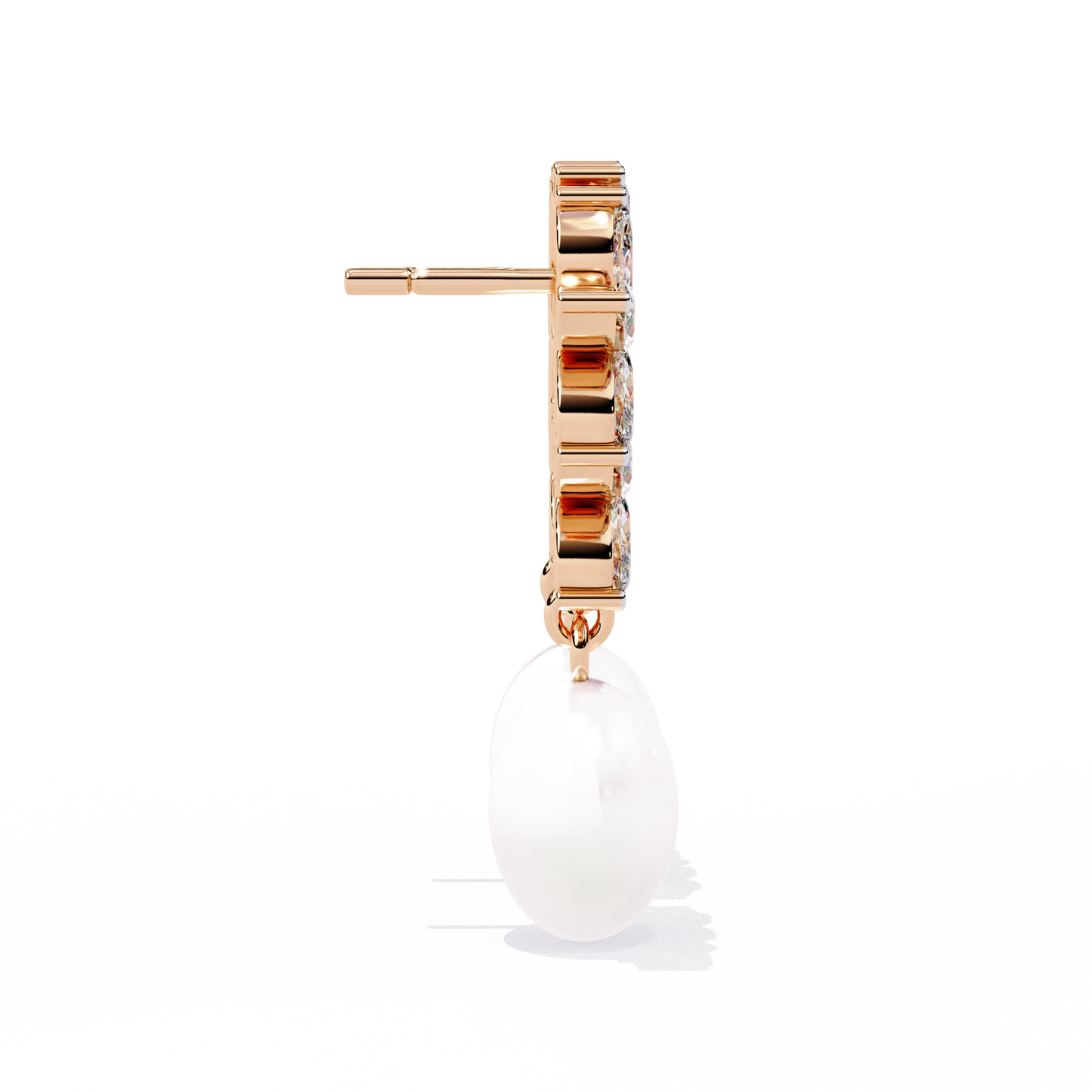 Marquise Cut Crystal Flower And Pearl 2.39Ct Diamond Stacking Prong Set Vintage Drop Earring For Gift