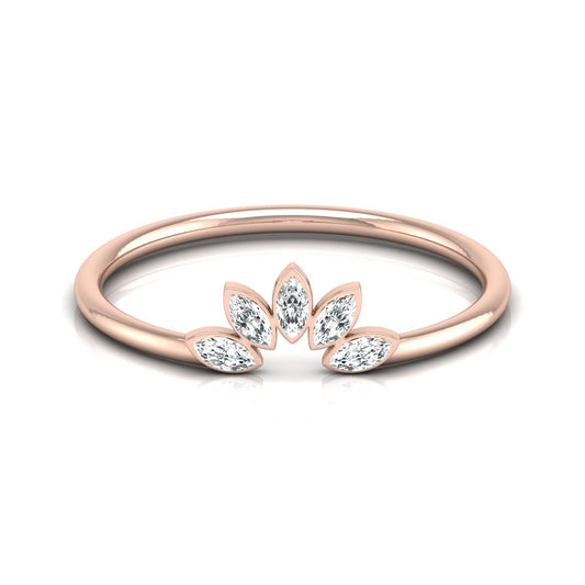 Marquise Cut Diamond Curved Crown Bezel Set Ring - HIGHCARAT DIAMONDS