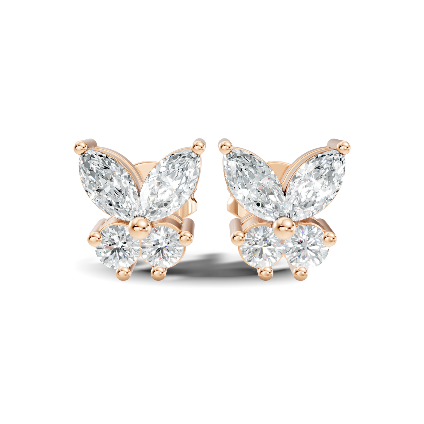 Stunning Marquise & Round Natural Diamond 14k Solid Gold Elegance Vintage Earrings For Birthday Gift - HIGHCARAT DIAMONDS