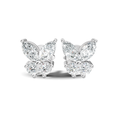 Stunning Marquise & Round Natural Diamond 14k Solid Gold Elegance Vintage Earrings For Birthday Gift - HIGHCARAT DIAMONDS