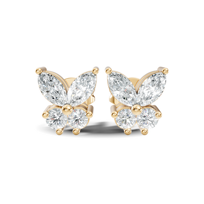 Stunning Marquise & Round Natural Diamond 14k Solid Gold Elegance Vintage Earrings For Birthday Gift - HIGHCARAT DIAMONDS